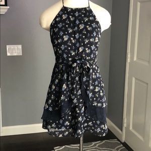 Lush Halter Tie Floral Print Dress